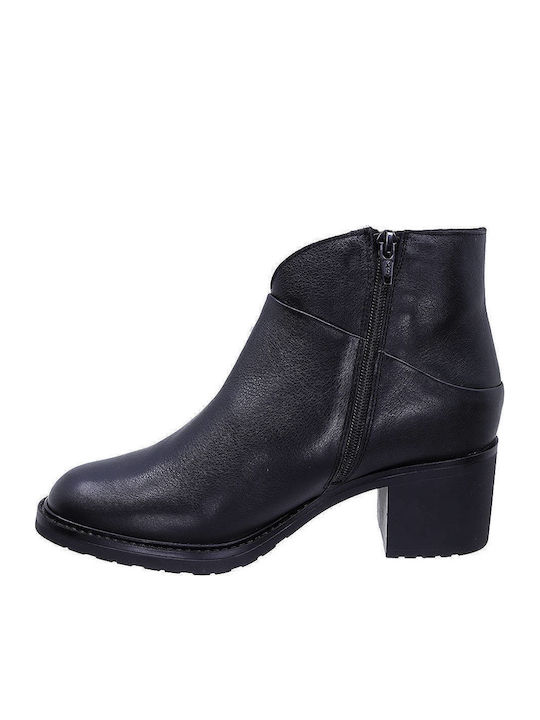 Leder Stiefeletten Damen mit Pelz Schwarz