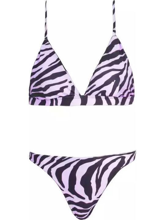 Set Bikini Τριγωνάκι Animal Print Λιλά