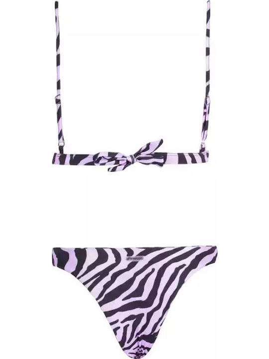Set Bikini Τριγωνάκι Animal Print Λιλά
