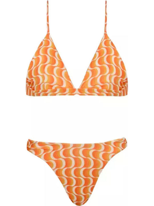 Set Bikini 3 Τεμαχίων Τριγωνάκι Ψηλόμεσο Πορτοκαλί