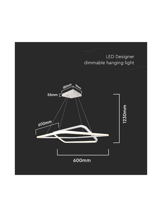 V-TAC Designer Pendant Light White LED with Natural White Light 60x60x120cm