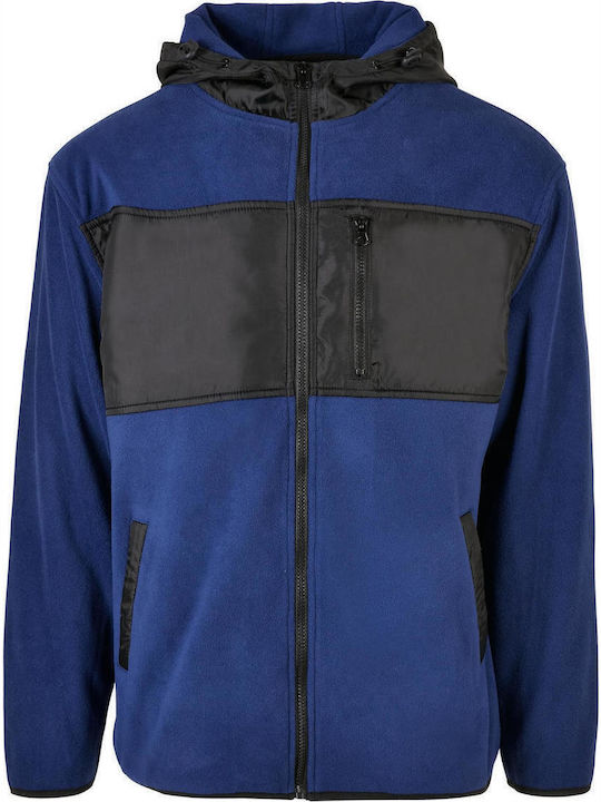 Men's Fleece Cardigan with Hood Blue