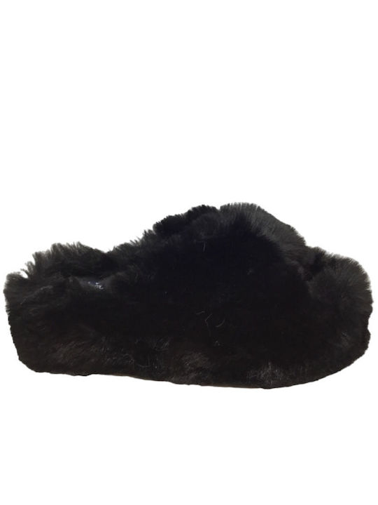 De Fonseca Women's Slippers with Fur De Recanati Black