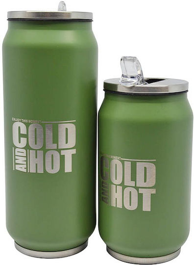 Ankor Cold And Hot Glass Thermos Stainless Steel 330ml Green with Mouthpiece