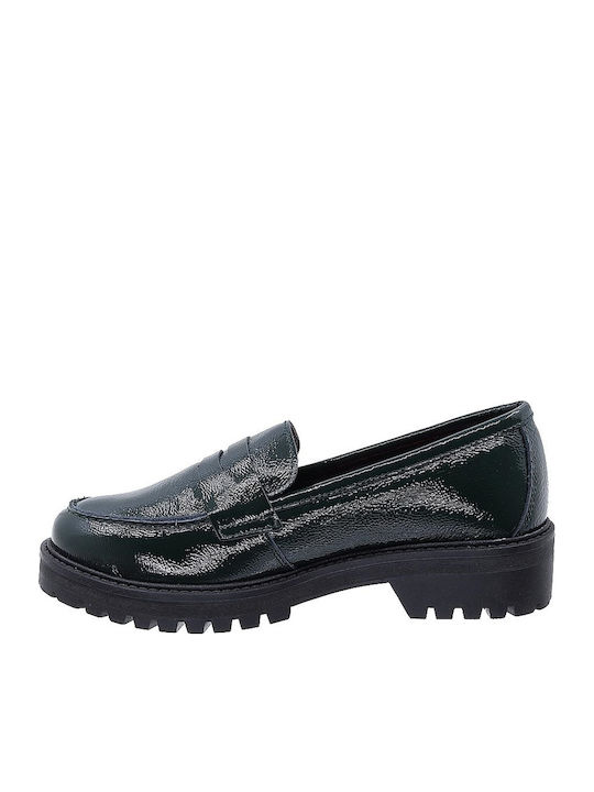 Leather Women's Moccasins in Khaki Color