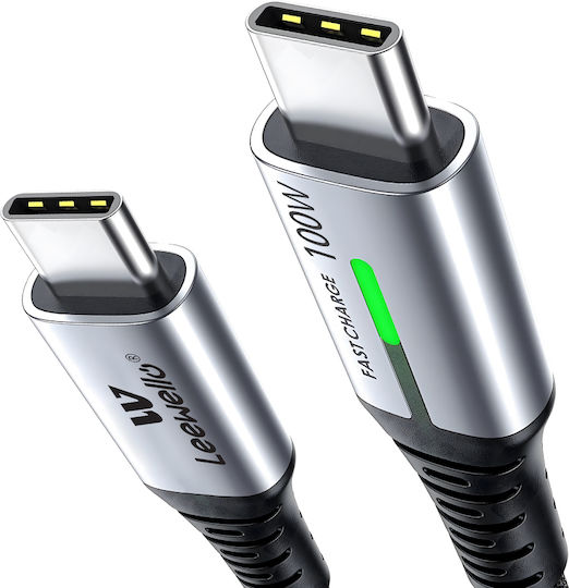Leewello Lw-204 USB 2.0 Cable USB-C male - USB-C 100W PD Μαύρο 1.2m