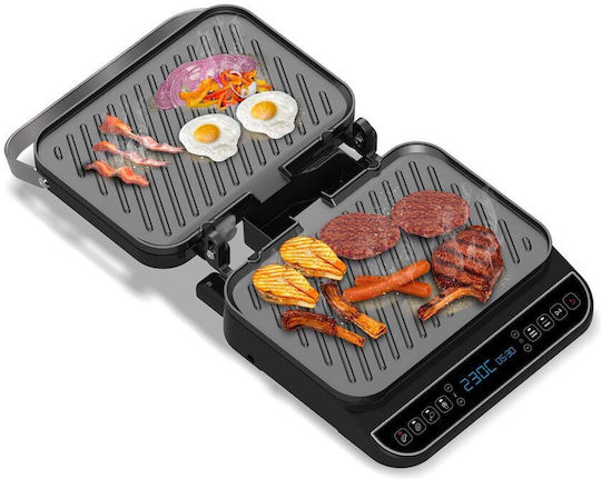 Turbotronic Commercial Double Sandwich Maker with Ribbed Top and Ribbed Bottom 2000W