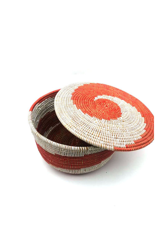 blokker Decorative Basket Wicker with Lid Red 37x33x23cm