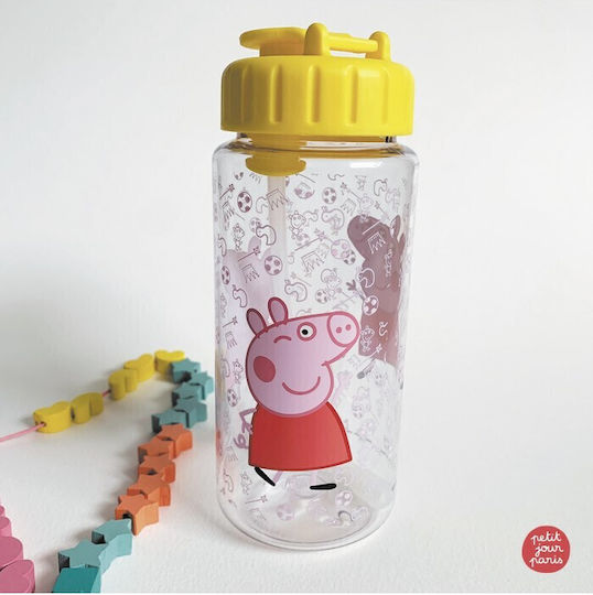 Petit Jour Paris Peppa Pig Kids Water Bottle Peppa Pig Plastic with Straw 350ml