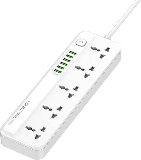 Ldnio Power Strip 5 Positions with 6 USB-A, Switch and Cable 2m