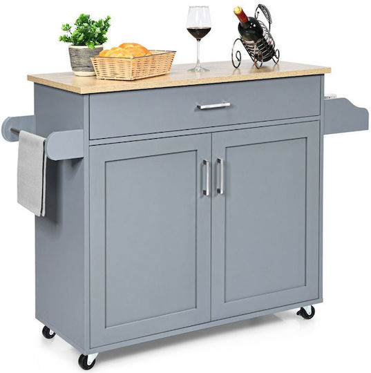 Floor Kitchen Cabinet with Gray Countertop 116x40x85cm