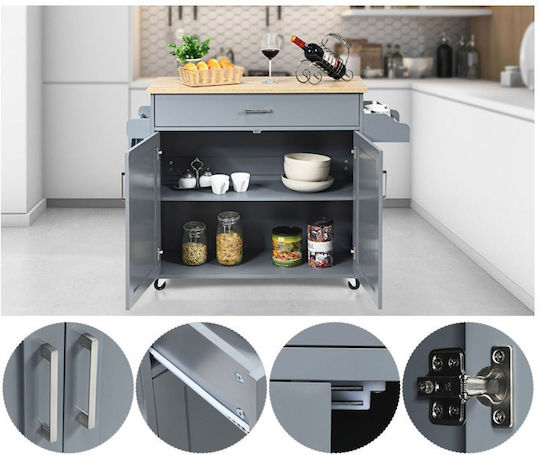 Floor Kitchen Cabinet with Gray Countertop 116x40x85cm