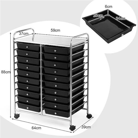 Storage Drawer from Metal and Plastic 63x37x87 cm