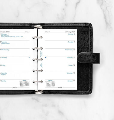 Filofax Mini Wöchentlich Tagesordnung Weiß 2024