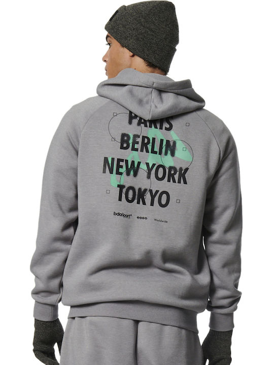 Body Action Herren Sweatshirt Jacke mit Kapuze und Taschen Gray