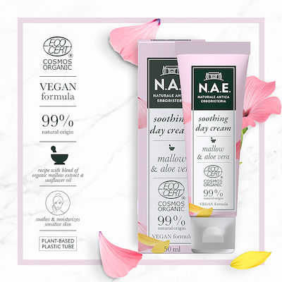 N.A.E. Feuchtigkeitsspendend Creme Gesicht Tag für Empfindliche Haut mit Aloe Vera 50ml