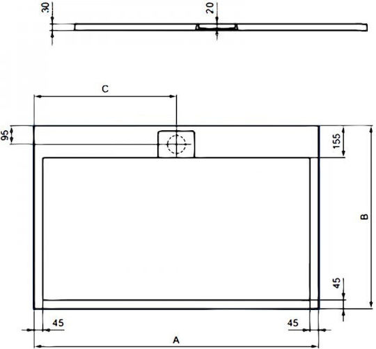 Ideal Standard Ultra Flat S I Life Ορθογώνια Ντουζιέρα Τεχνητής Πέτρας 100x90cm