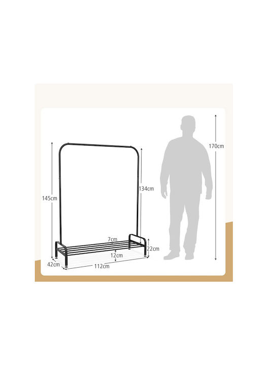 Costway Κρεμάστρα Δαπέδου από Μέταλλο Μαύρη 112x42x145cm