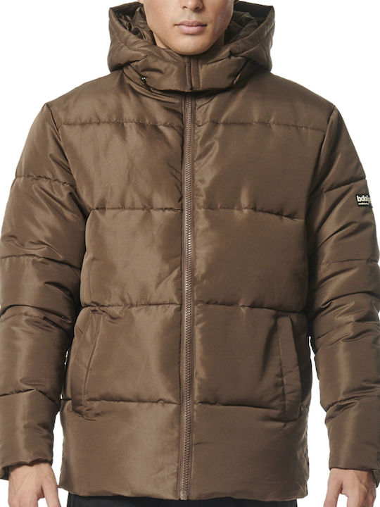 Body Action Men's Winter Puffer Jacket Brown