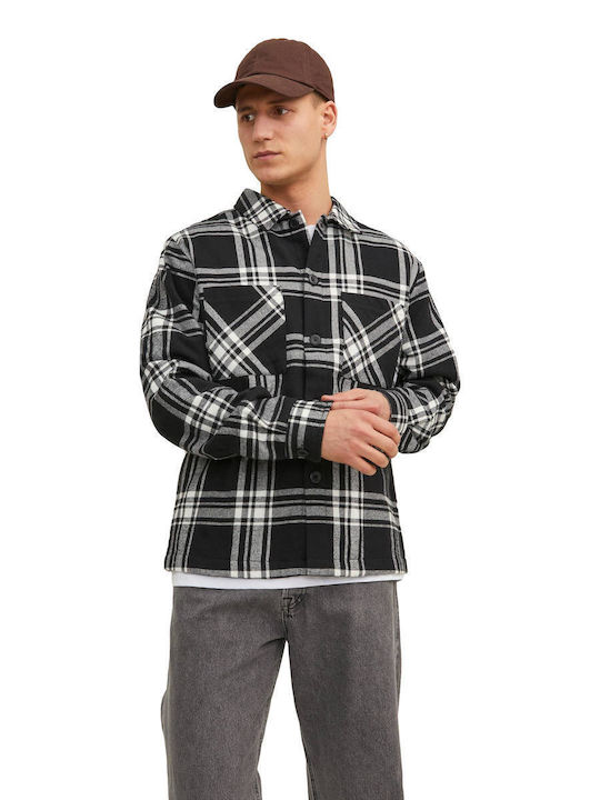 Jack & Jones Men's Shirt Overshirt Long Sleeve Checked White