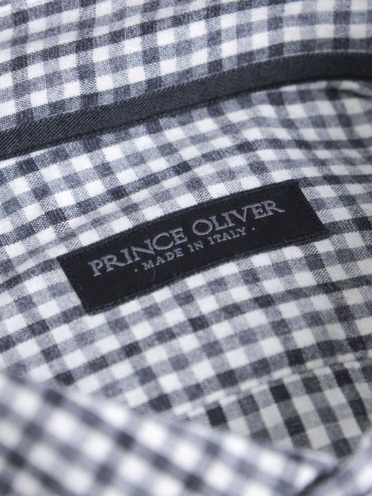 Prince Oliver Men's Shirt Long Sleeve Cotton Checked Gray