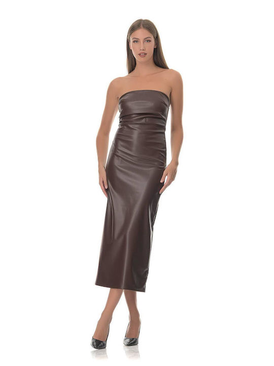 Sushi's Closet Midi Dress Leather with Slit Purple