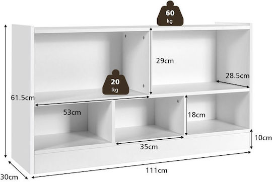 Bibliotecă pardoseală Lemn Alb 111x30x61.5cm