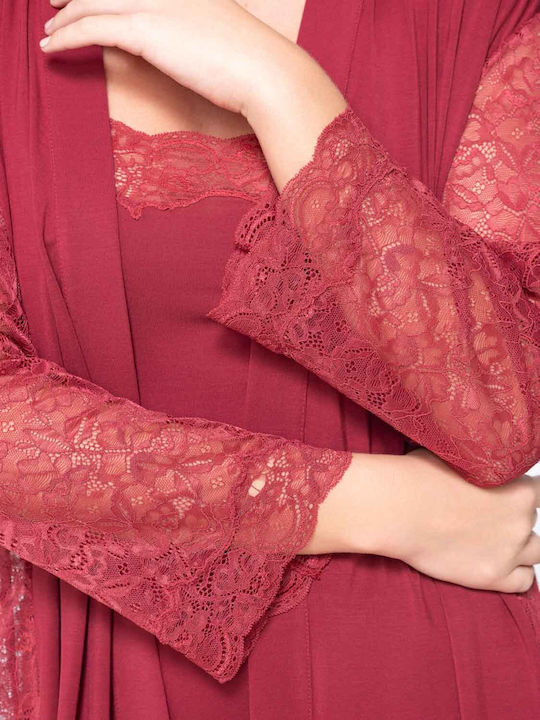 Luna Winter Women's Robe Red Micro Touch