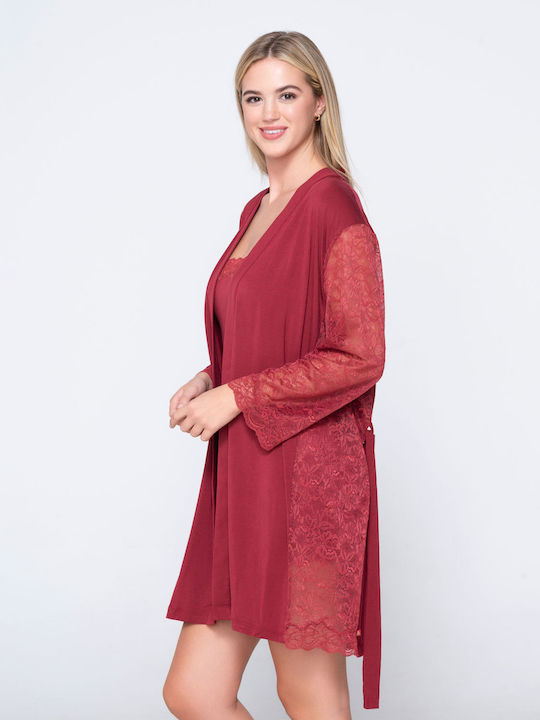 Luna Winter Women's Robe Red Micro Touch