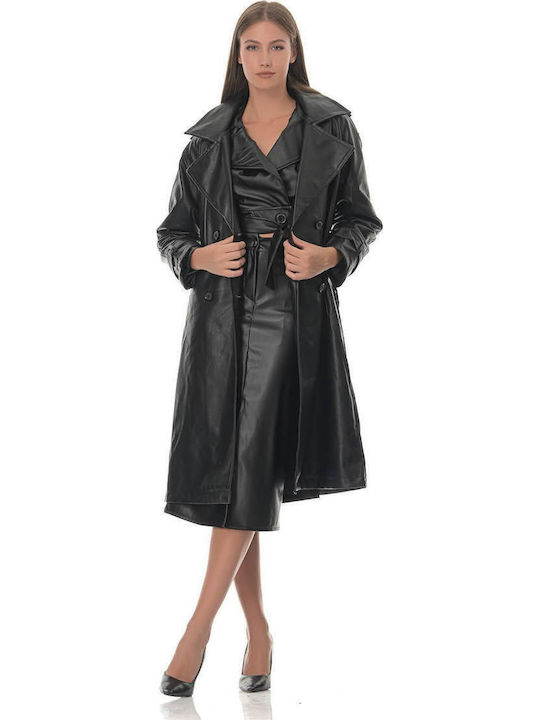 Damen Schwarz Trenchcoat