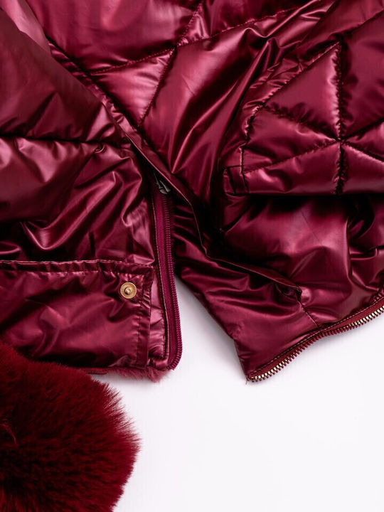 Geacă casual pentru copii cu Căptușeală & Glugă Burgundy