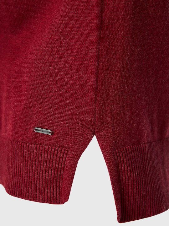 Women's Long Sleeve Sweater Cotton Turtleneck Burgundy