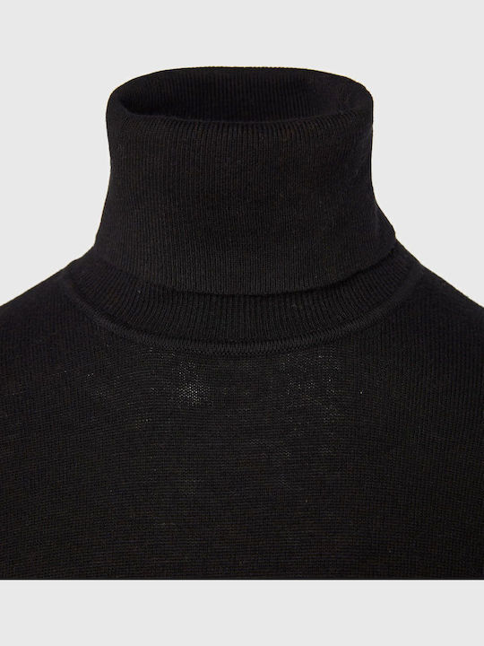 Women's Long Sleeve Sweater Cotton Turtleneck Black
