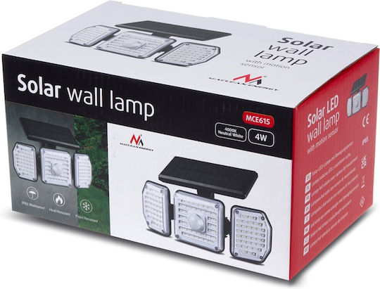 Maclean Energy Waterproof Solar LED Floodlight 4W Natural White 4000K with Motion Sensor IP65