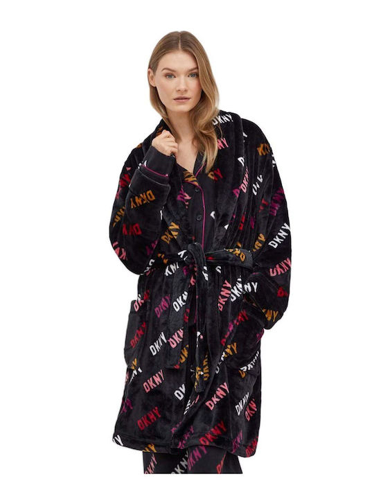 DKNY Winter Women's Velvet Robe Black