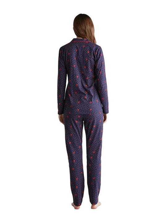 U.S. Polo Assn. Set Winter Women's Pajamas Navy Blue