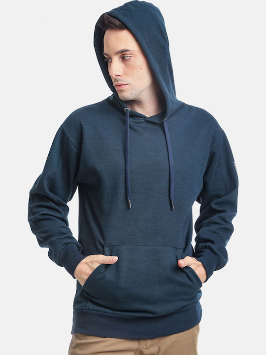 Φούτερ με Κουκούλα Navy Μπλε