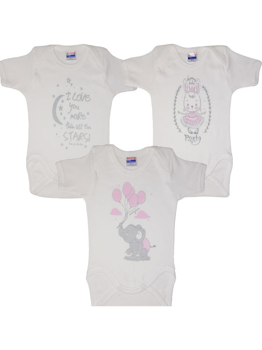 Bunny Bebe Σετ Κορμάκια Λευκά 6τμχ