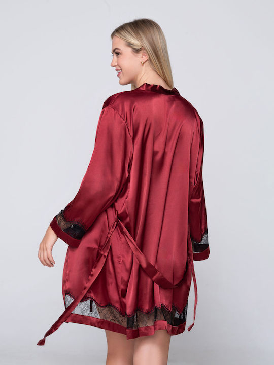 Luna Winter Women's Satin Robe Red