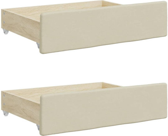 vidaXL Sertar de pat din Lemn cu Roți în Culoare Bej 67x50x16cm 2buc