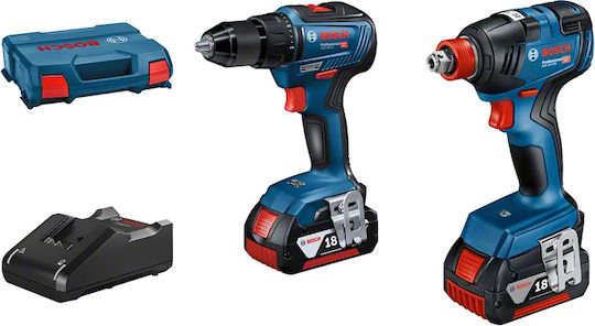Bosch GSR Σετ Δράπανο 18V με 2 Μπαταρίες 4Ah και Θήκη