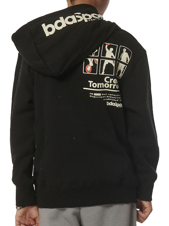 Fleece Kids Sweatshirt with Hood and Pockets Black