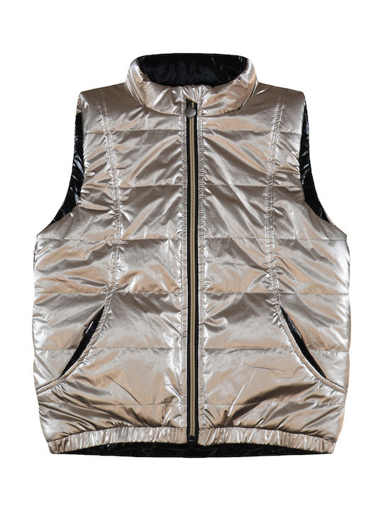 Kids' Quilted Jacket Sleeveless Double Sided Beige