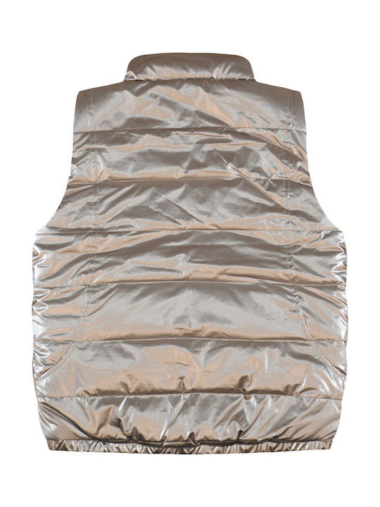 Kids' Quilted Jacket Sleeveless Double Sided Beige