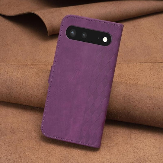 Plaid Embossed Wallet Μωβ (Google Pixel 7)