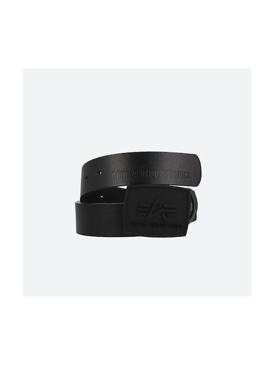 Alpha Industries Men's Leather Wide Belt Black