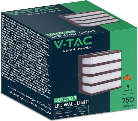 V-TAC Wandmontierte Außen-Deckenleuchte LED IP65 8W mit Warmweiß Licht 12x12x9.2εκ.