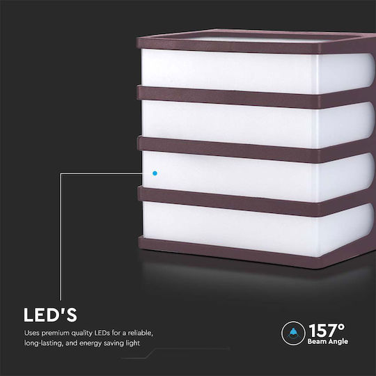 V-TAC Wandmontierte Außen-Deckenleuchte LED IP65 8W mit Warmweiß Licht 12x12x9.2εκ.
