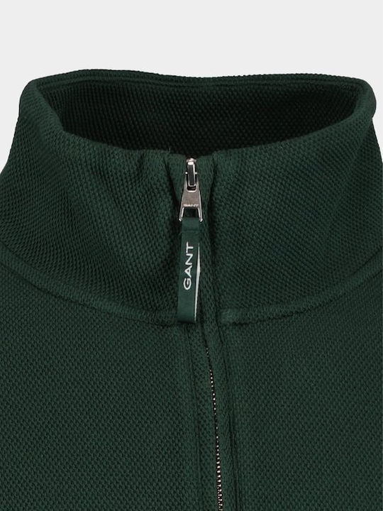 Gant Men's Long Sleeve Sweater with Zipper Green