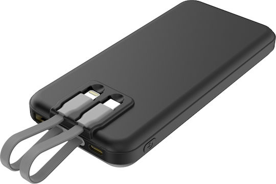 Powertech PT-1135 Power Bank 10000mAh 22.5W με Θύρα USB-A και Θύρα USB-C Power Delivery / Quick Charge 2.0 / Quick Charge 3.0 Μαύρο